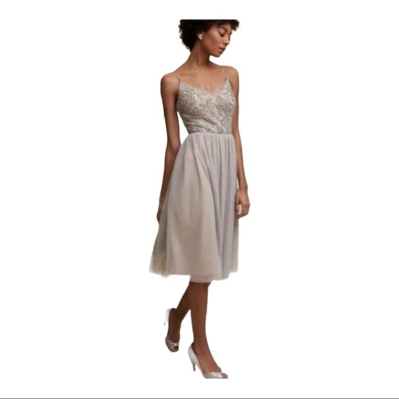 NWT Adrianna Papell BHLDN Bellina Gray Embellished - Picture 5 of 7